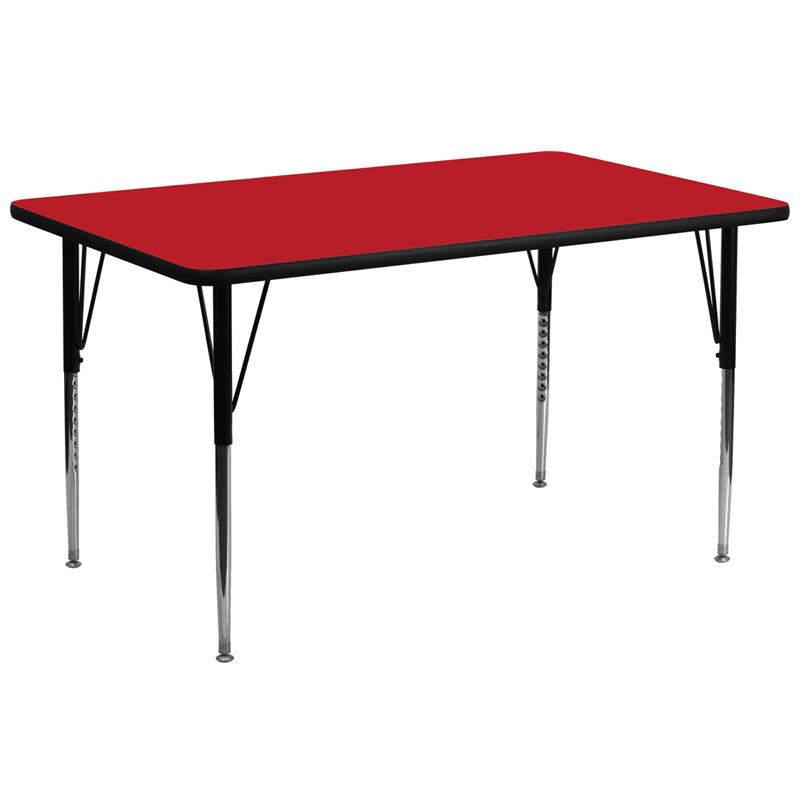 Flash Furniture 30W x 72L Rectangular Red HP Laminate Activity Table with Adjustable Legs
