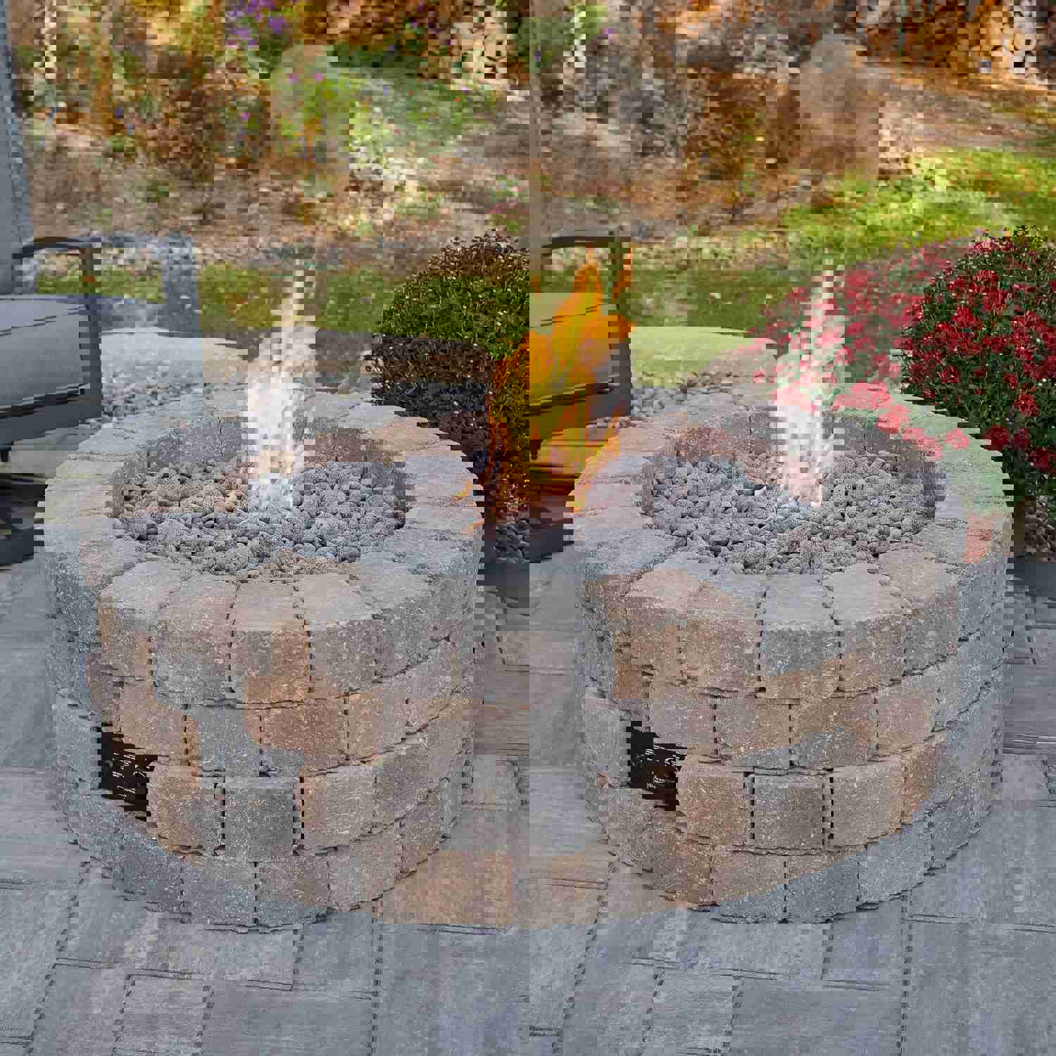 Bronson Block Round Gas Fire Pit Kit