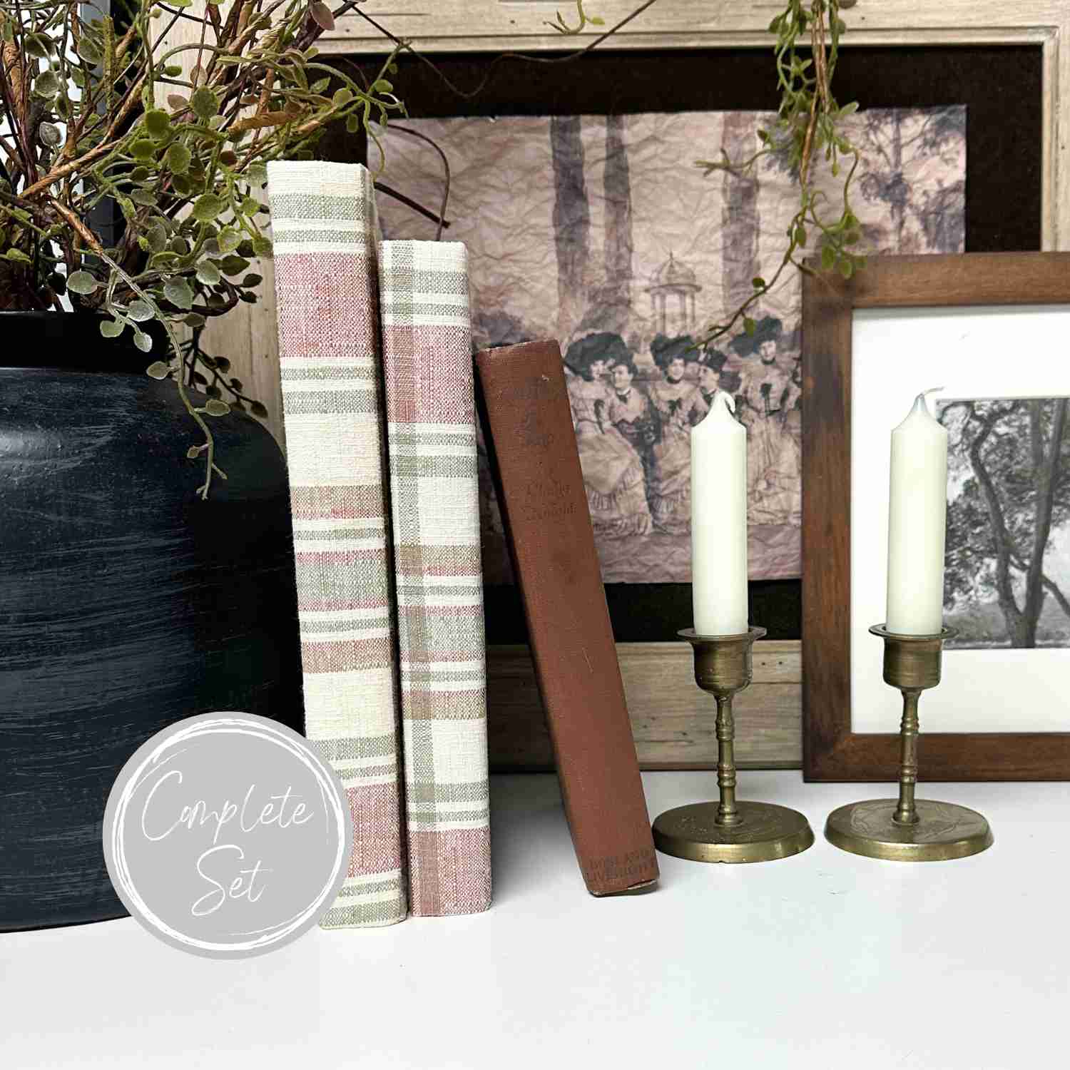 Brown and Cream Decorative Books for Shelf Decor