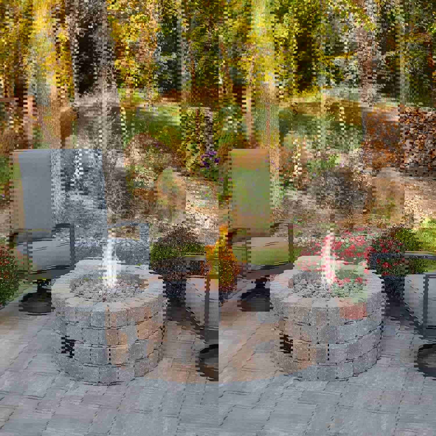 Bronson Block Round Gas Fire Pit Kit