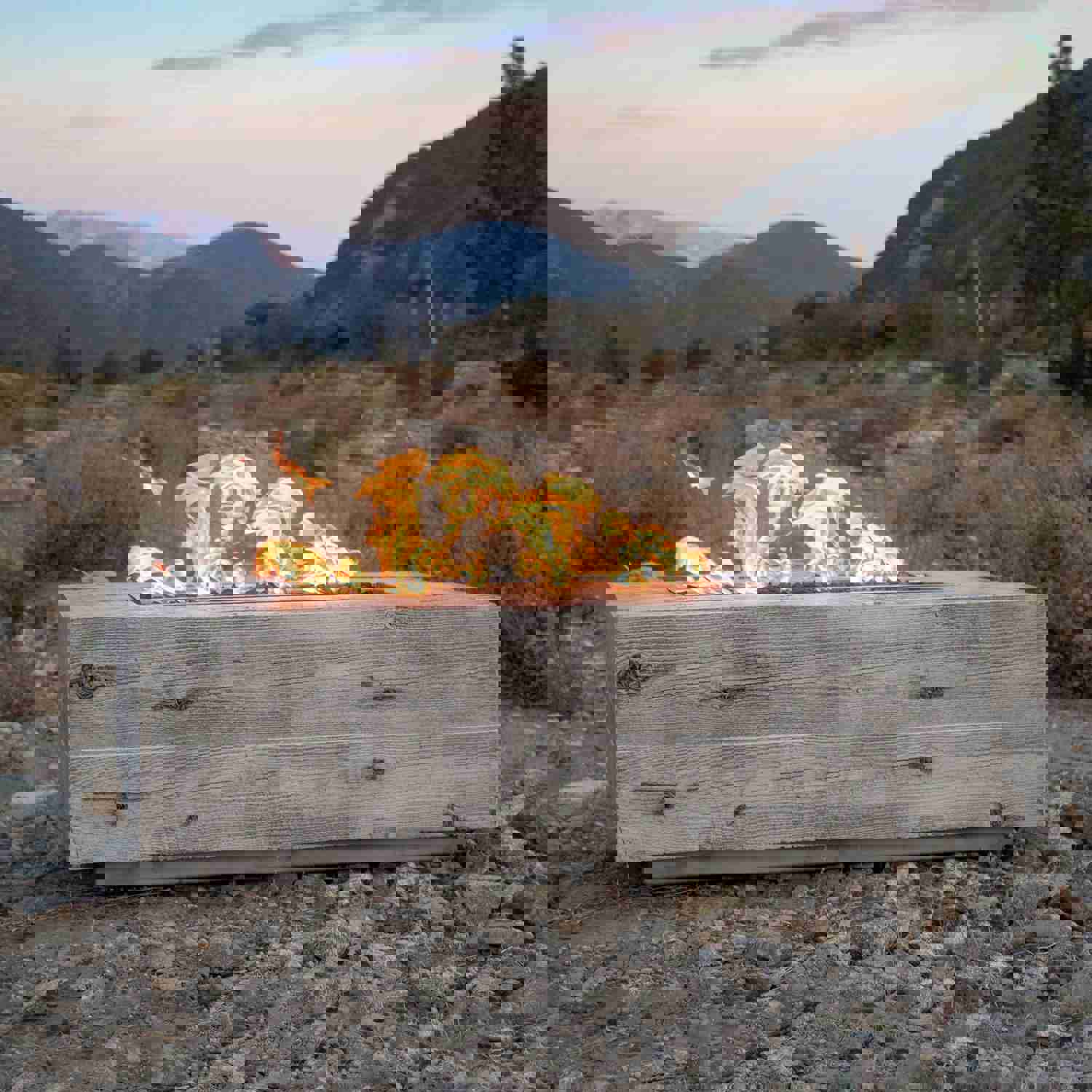 The Outdoor Plus 84 Coronado Wood Grain Concrete Gas Fire Pit