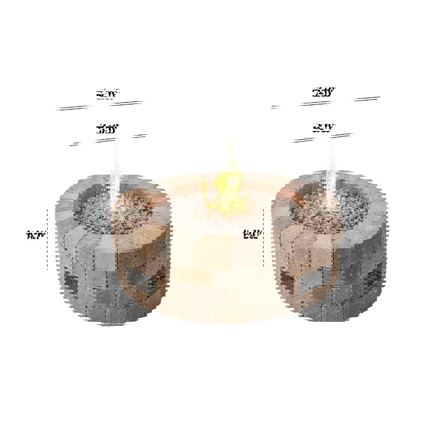 Bronson Block Round Gas Fire Pit Kit