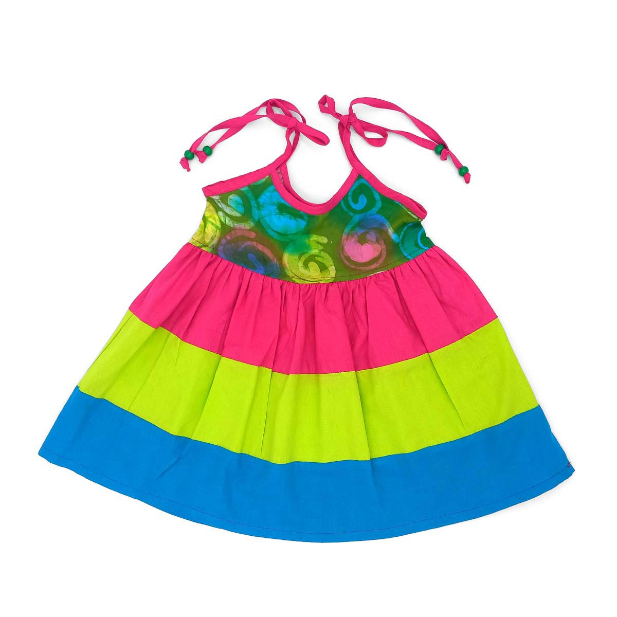 Géopa Kids Batiks Clothing Pink & Green Dress