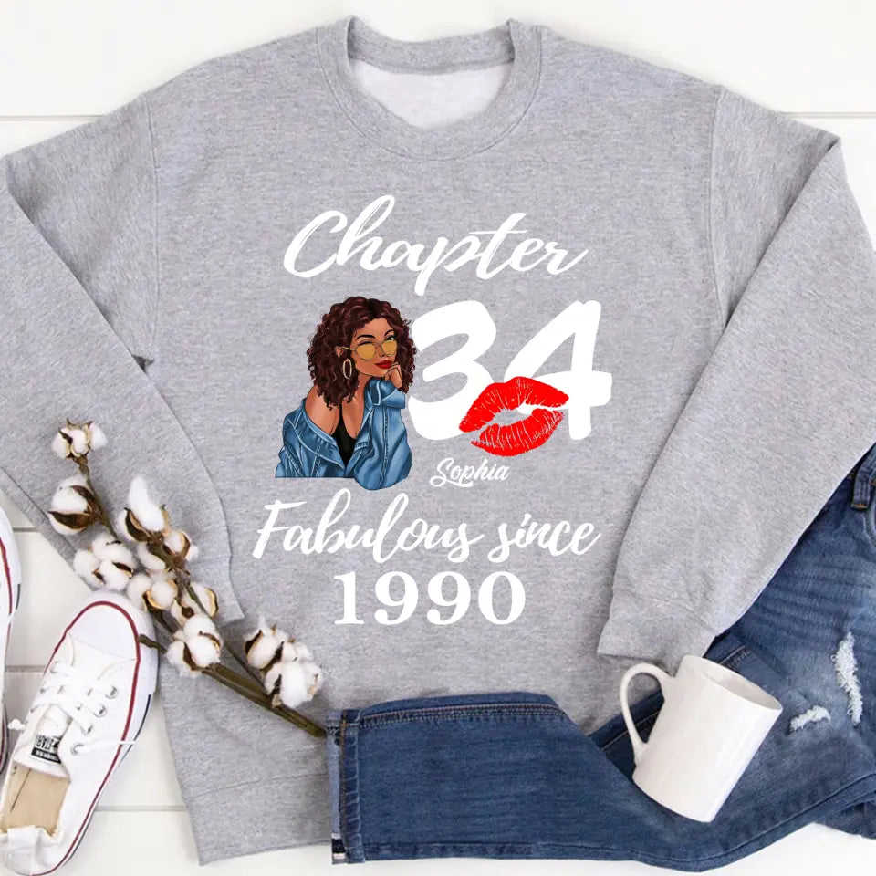 34th Birthday Shirts For Her - Personalized 1990 T-Shirt, 34 And Fabulous Gift Ideas