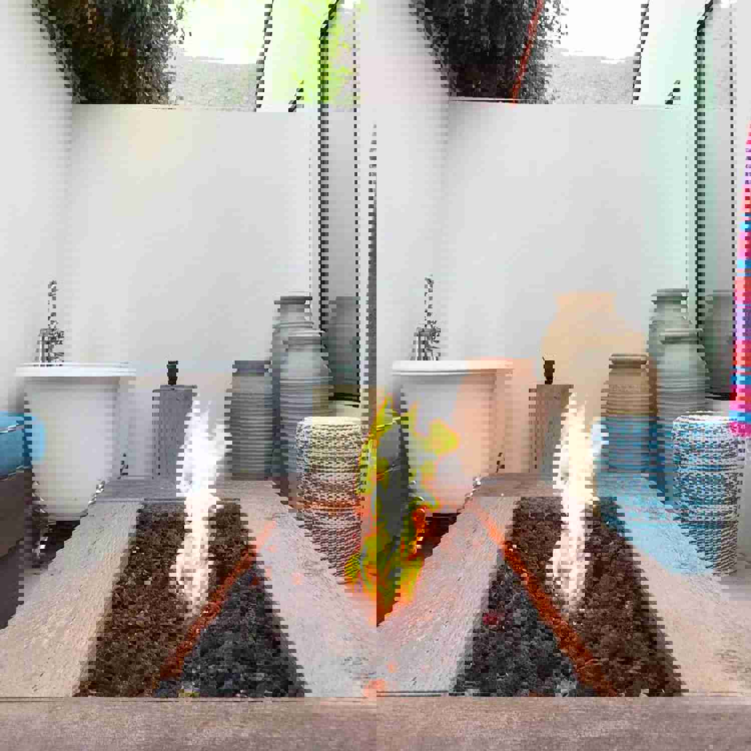 The Outdoor Plus 84 Coronado Wood Grain Concrete Gas Fire Pit