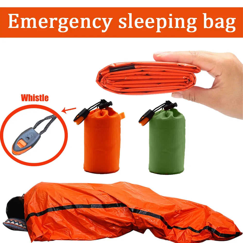 Portable Waterproof Emergency Survival Sleeping Bag - Thermal Mylar Blanket for Outdoor Camping & First Aid