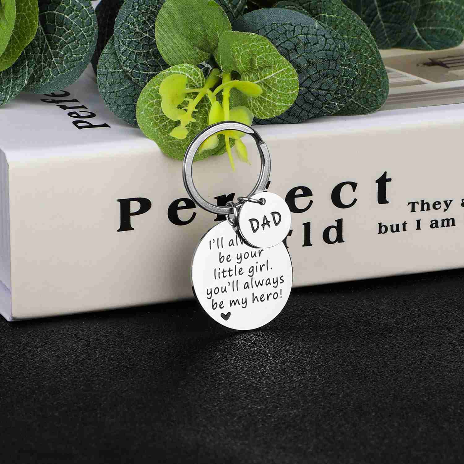 Father's Day Keychain Gift for Dad - 'You Will Always Be My Hero' Personalized Jewelry