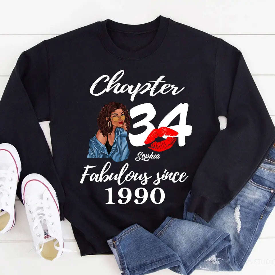 34th Birthday Shirts For Her - Personalized 1990 T-Shirt, 34 And Fabulous Gift Ideas