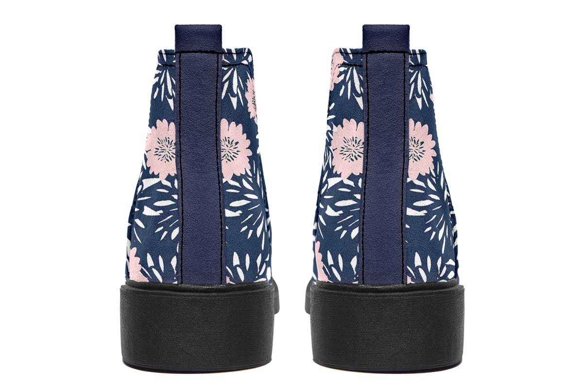 Floral Serotonin Neat Vibe Boots - Custom Printed Vegan Boots