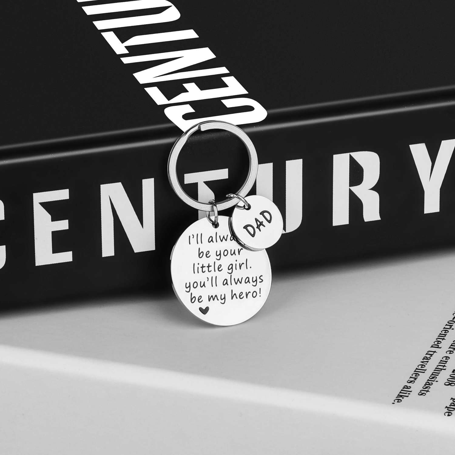 Father's Day Keychain Gift for Dad - 'You Will Always Be My Hero' Personalized Jewelry