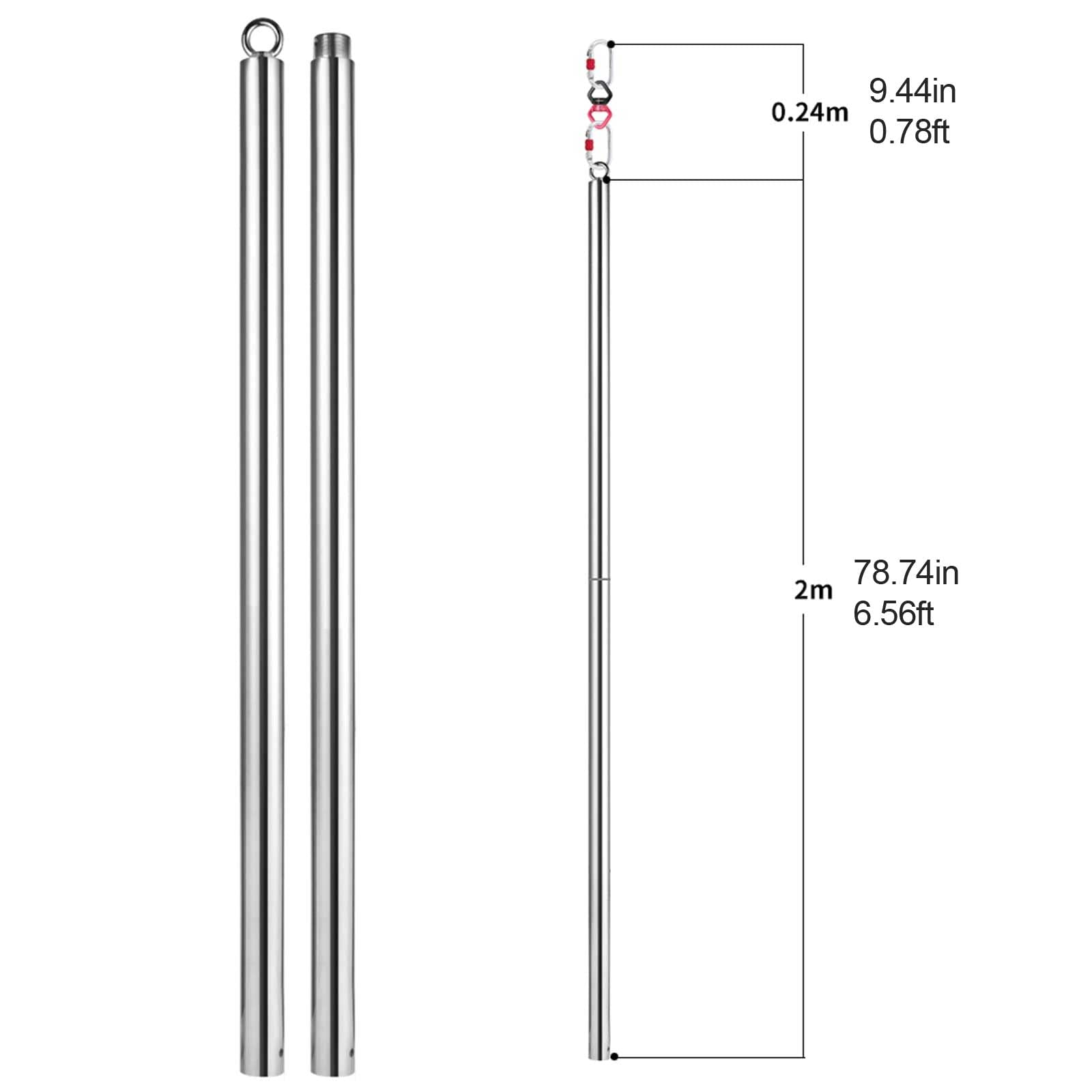 45mm Removable Dance Pole Set - Spinning & Static Fitness Pole for Home, Club, Party