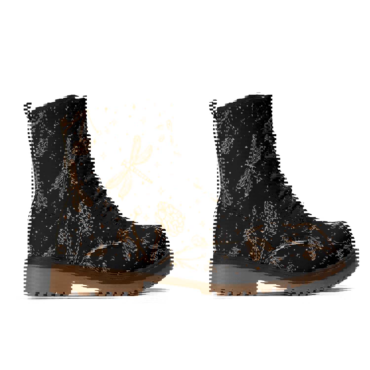 Dragonfly Flowers Women's Luxe Black Combat Boots