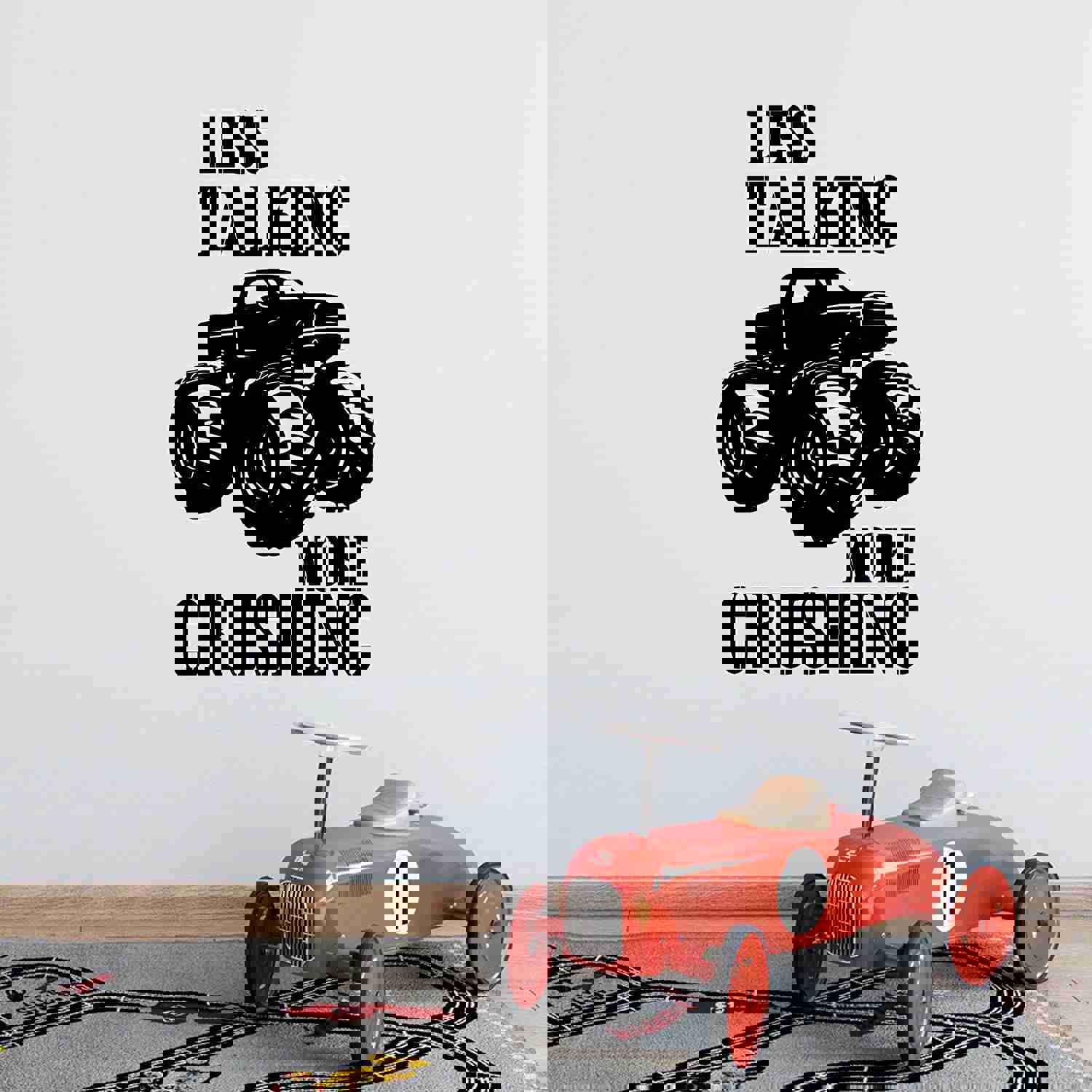 Trucks Vinyl Wall Sticker Wall Decal - Less Talking More Crushing Monster Truck Toy Car