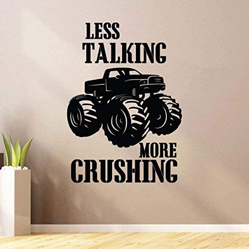 Trucks Vinyl Wall Sticker Wall Decal - Less Talking More Crushing Monster Truck Toy Car