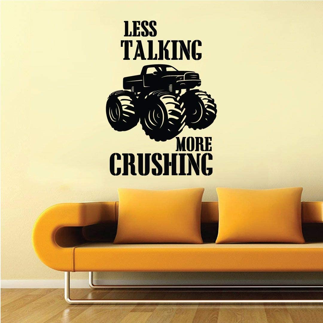 Trucks Vinyl Wall Sticker Wall Decal - Less Talking More Crushing Monster Truck Toy Car