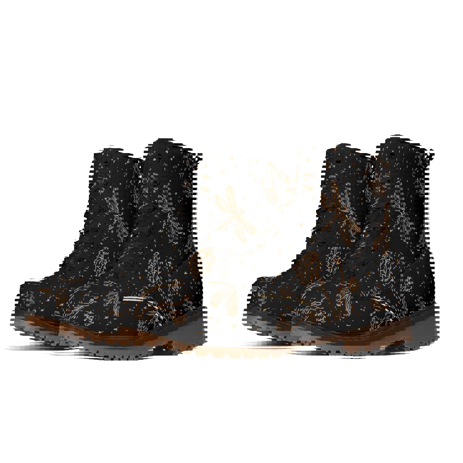 Dragonfly Flowers Women's Luxe Black Combat Boots