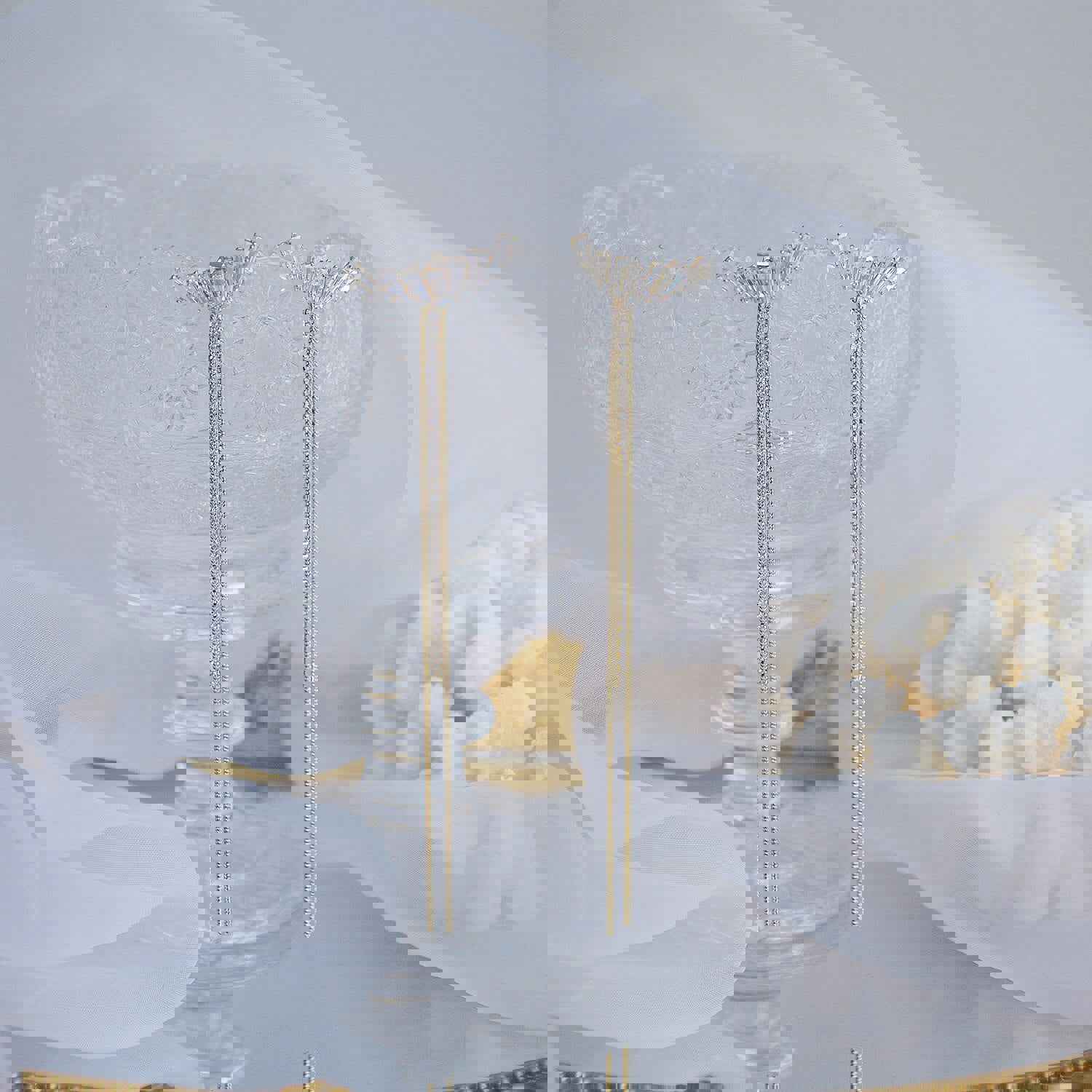 South Korea Design Shiny Copper Zircon Water Drop Tassel Earrings for Women