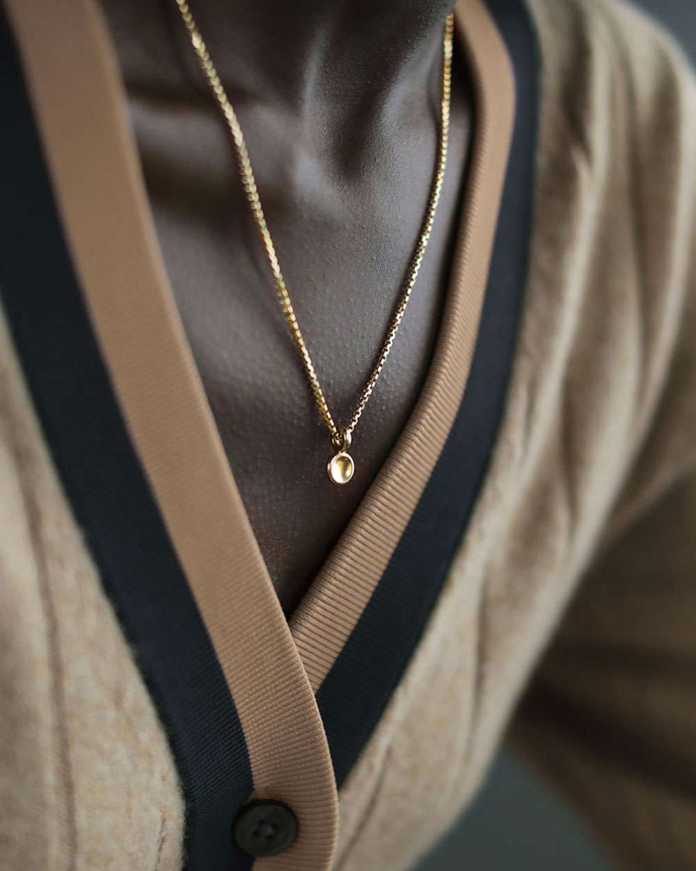 18K Yellow Gold Button Pendant with Overlarge Bail