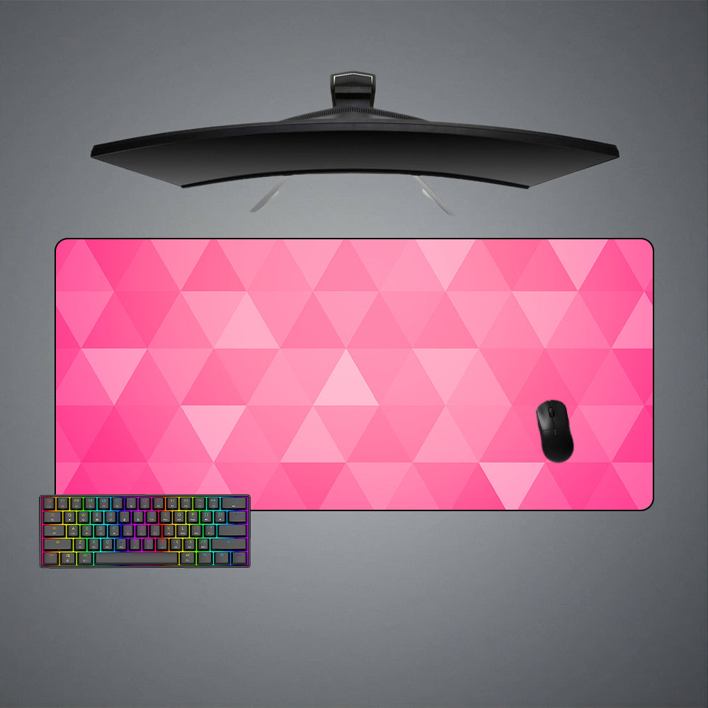 Pink Triangles Design Gaming Mouse Pad - M-XXL Size, Smooth Surface for Enhanced Accuracy