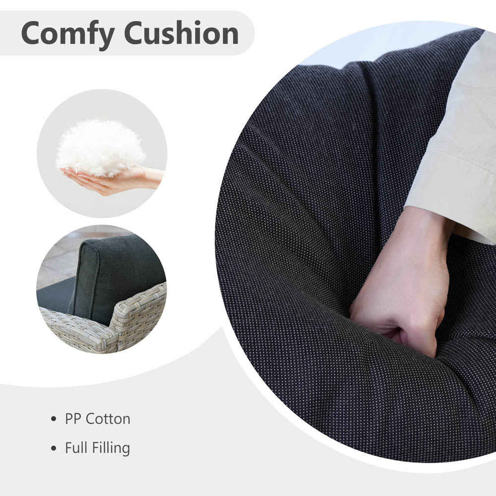 Ovios Athena Series 7-Piece Outdoor Patio Furniture Set with Swivel Chair & Fire Pit Table