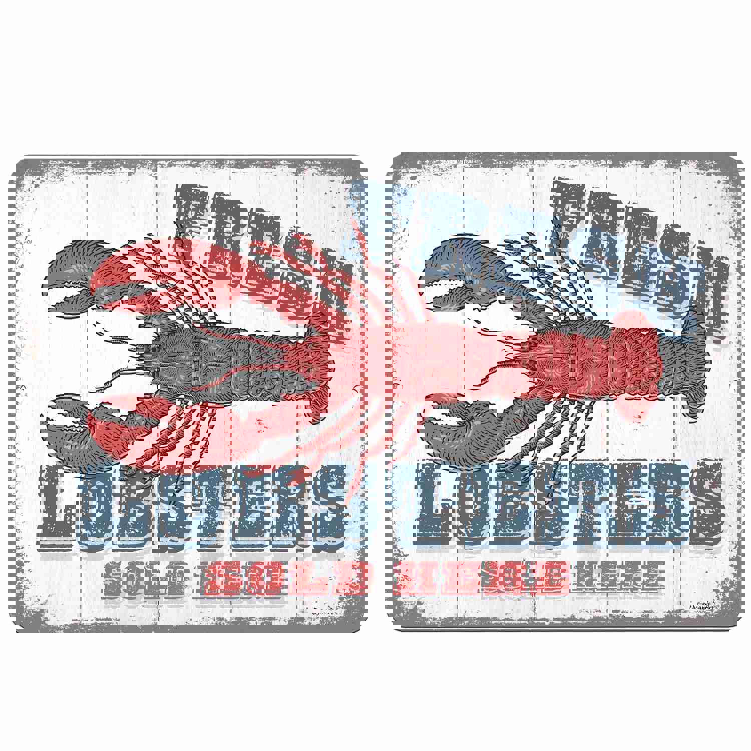 Vintage Aluminum Kitchen Sign - Fresh Lobsters Sold Here