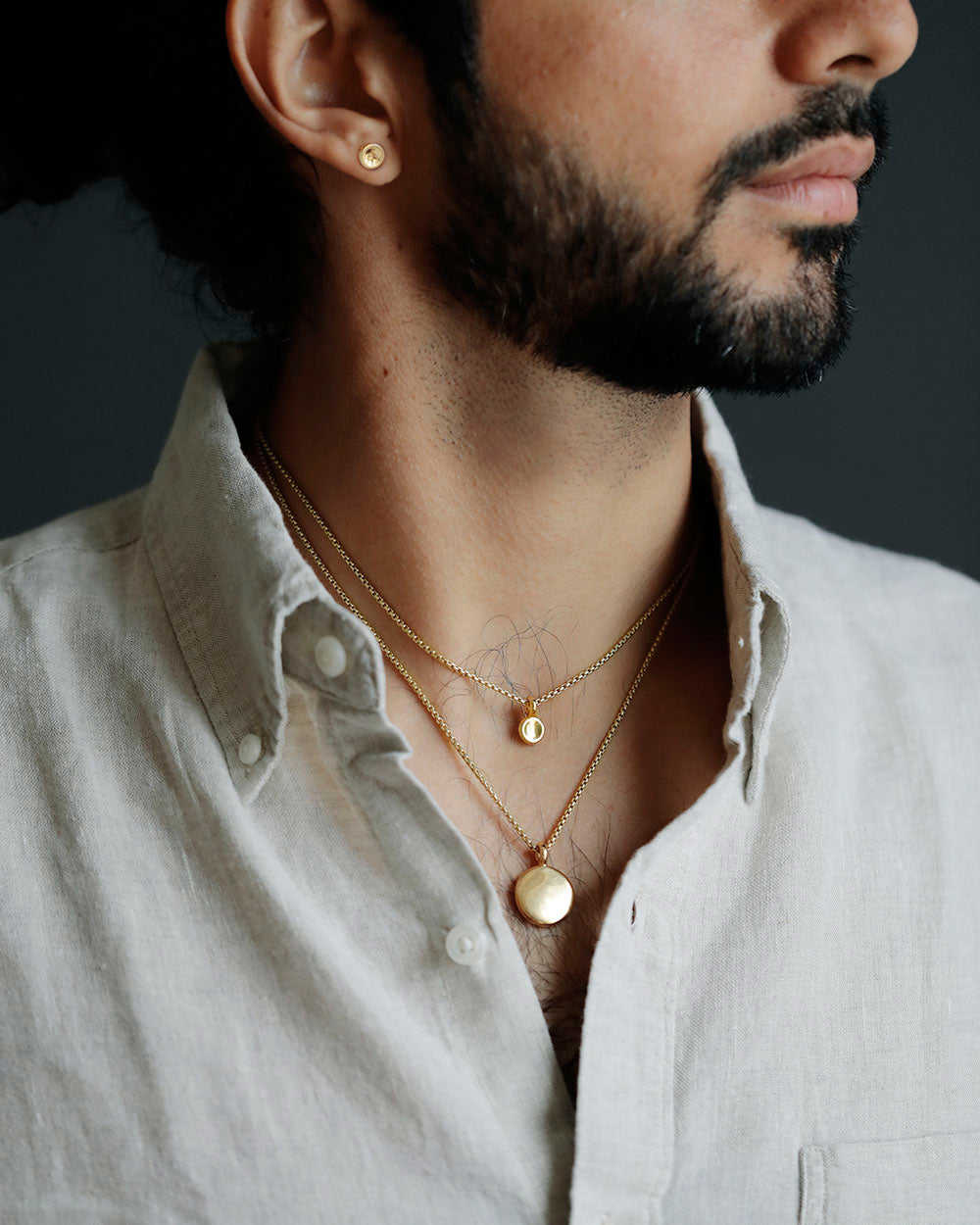 18K Yellow Gold Button Pendant with Overlarge Bail