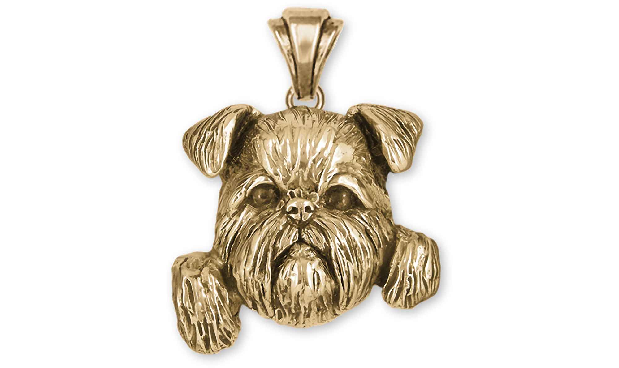 Handmade 14k Gold Vermeil Brussels Griffon Pendant - BGF1-NWVM