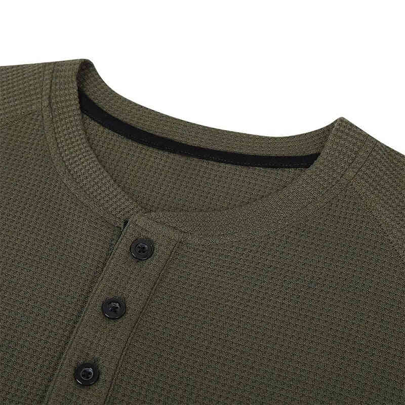 Nukty High Quality Summer Men's T-Shirt Casual Short Sleeve Henry Collar Solid Color Tee