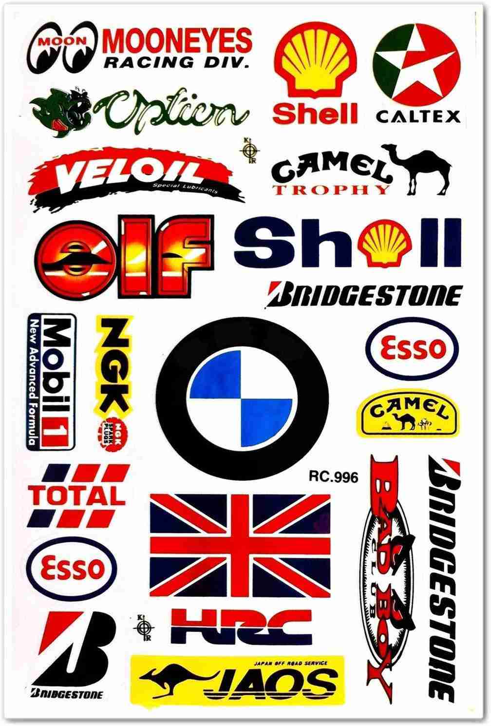 Auto Car Race Hot Rod Racer Vinyl Decal Stickers Pack of 6 for Kids, Adults, and Teens