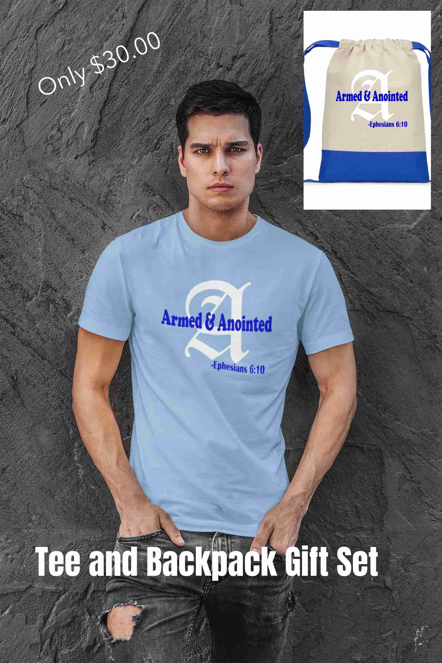 Armed & Anointed Gift Set - Unisex T-Shirt and Backpack