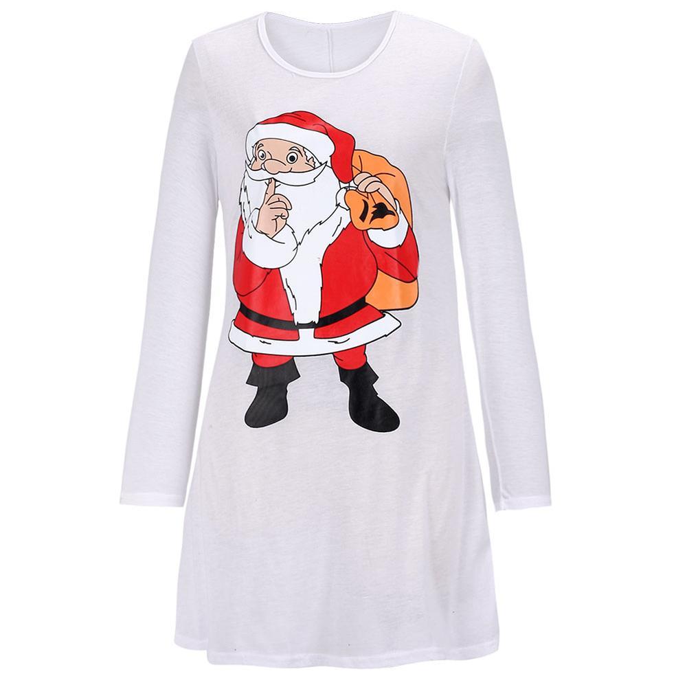 Fashion Christmas Family Outfits Long Sleeve Santa Claus Print Dresses