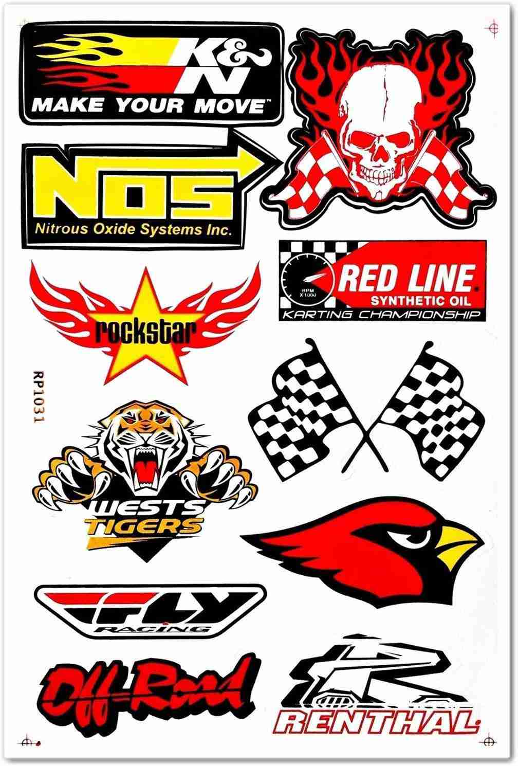 Auto Car Race Hot Rod Racer Vinyl Decal Stickers Pack of 6 for Kids, Adults, and Teens