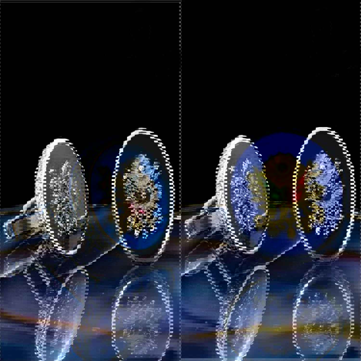 Ottoman Flag Silver Cufflink - Handmade 925 Sterling Silver Men's Cufflinks