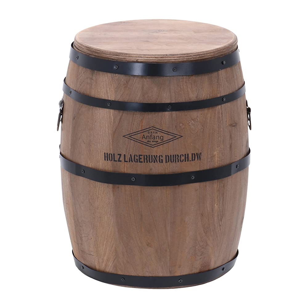 Fuji Boeki 31882 Natural Wood Barrel Stool, 15.7 Inches Height, Brown