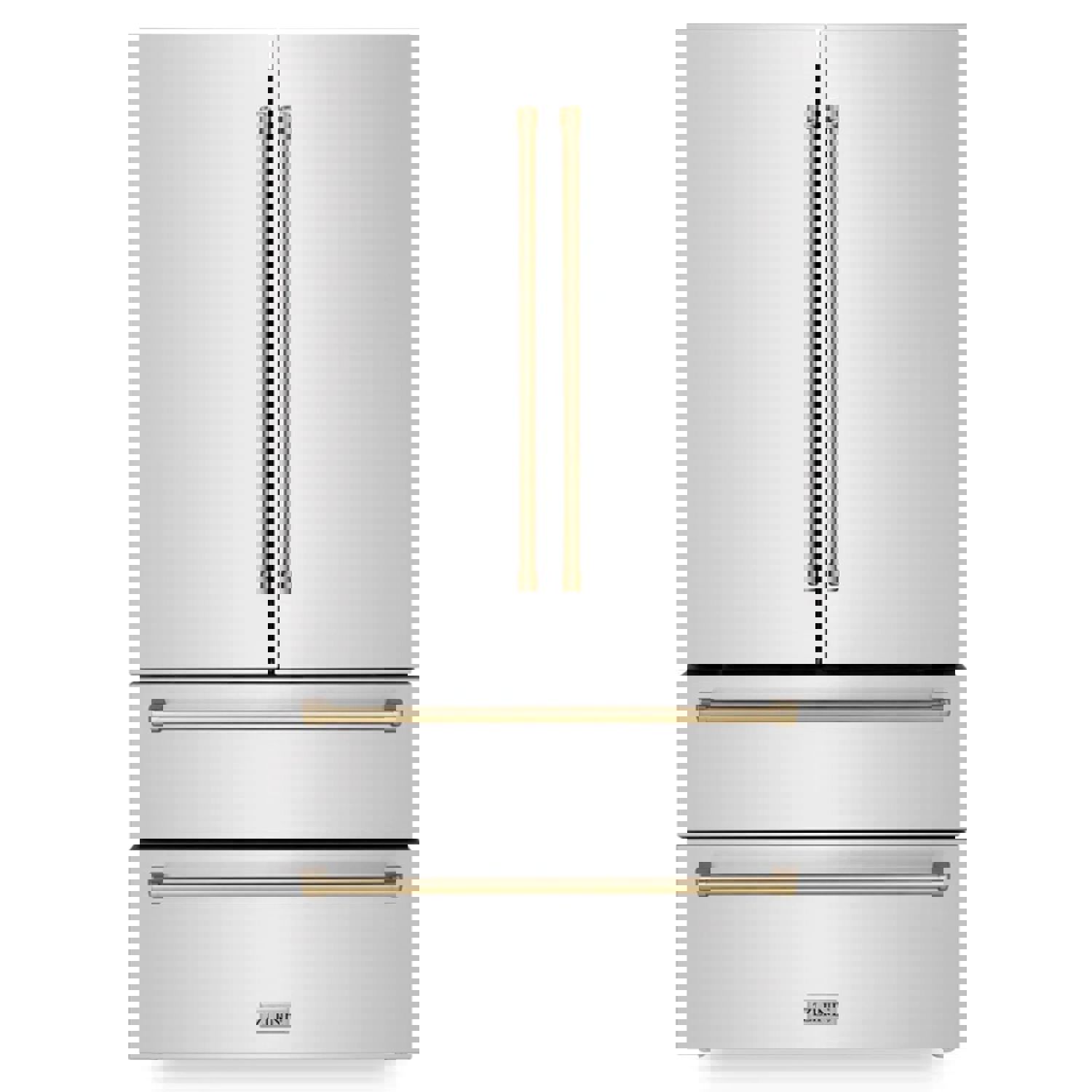 ZLINE Autograph Edition 36 French Door Refrigerator with Ice Maker - Stainless Steel & Champagne Bronze Trim