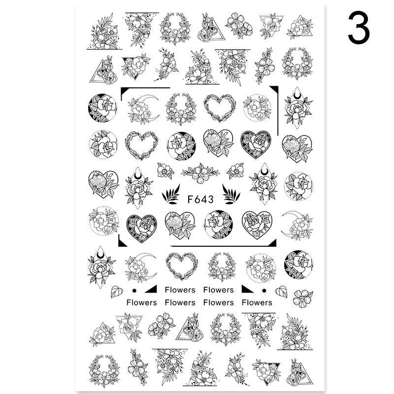 Summer Flowers and Plants Love Back Glue Nail Stickers