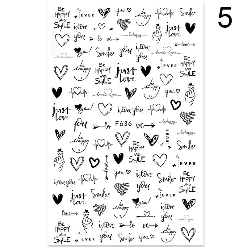 Summer Flowers and Plants Love Back Glue Nail Stickers