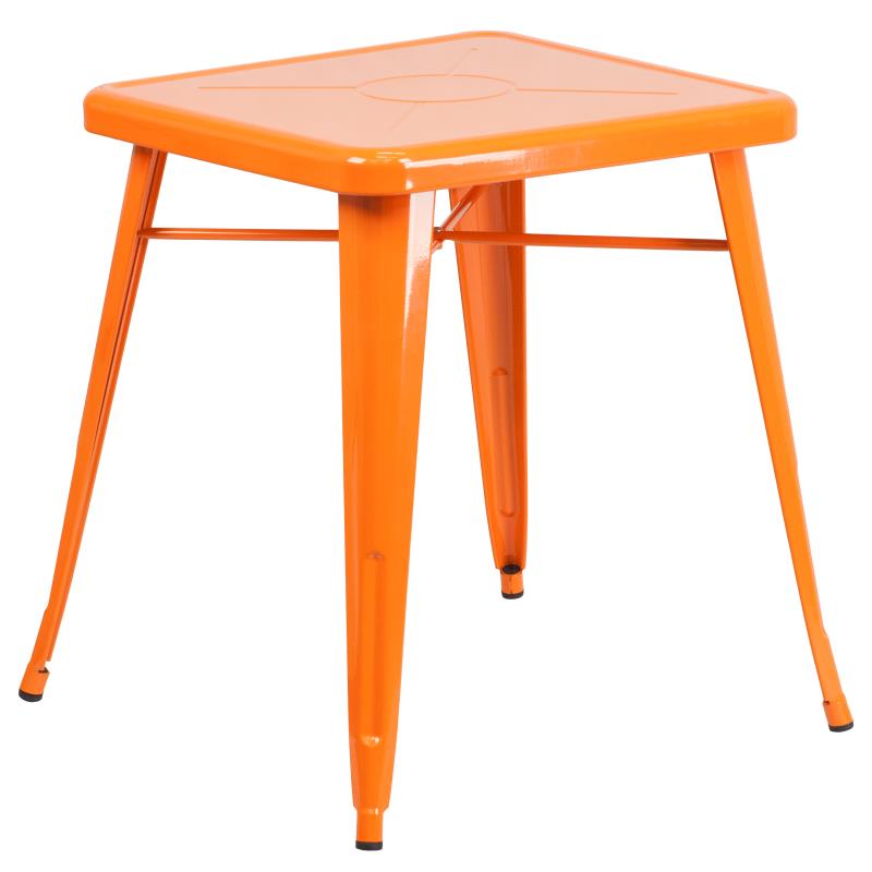 Flash Furniture Prince Commercial Grade 23.75 Square Orange Metal Indoor-Outdoor Table
