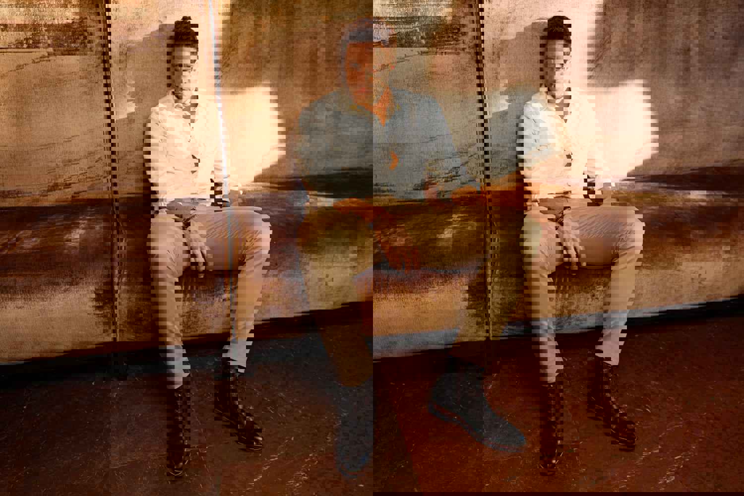 Anderson Brown Leather & Suede Brogue Lace-Up Men Boot with Zipper