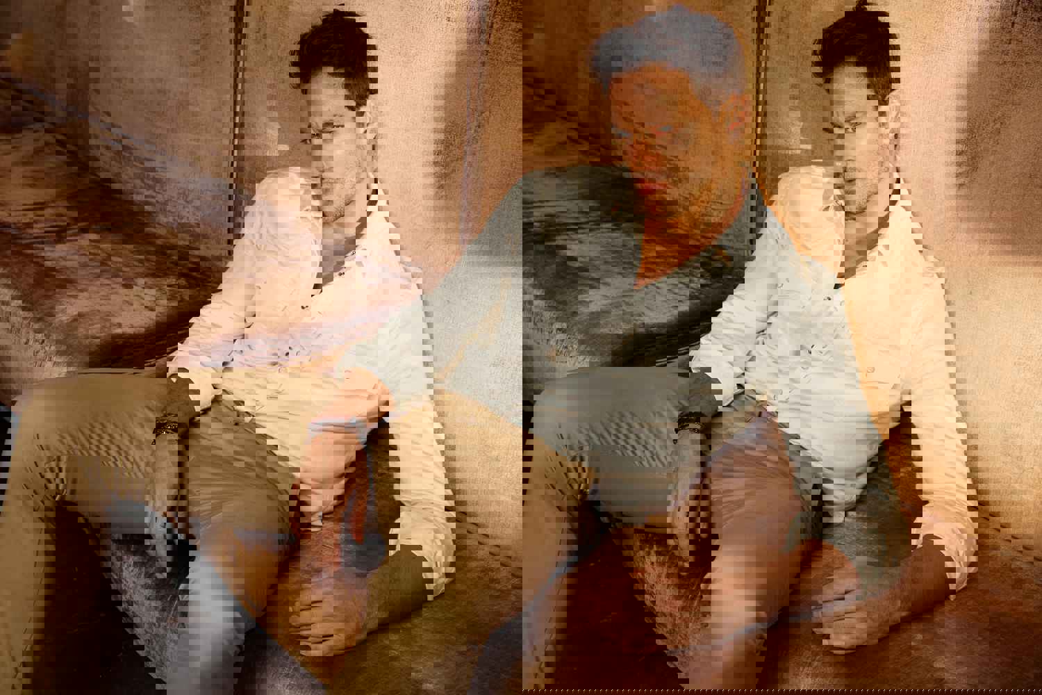 Anderson Brown Leather & Suede Brogue Lace-Up Men Boot with Zipper