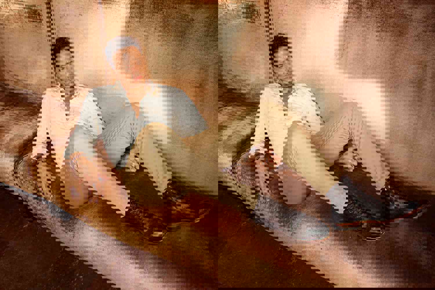 Anderson Brown Leather & Suede Brogue Lace-Up Men Boot with Zipper