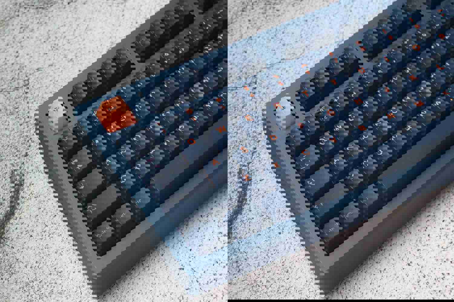 Jris75 PCB Gasket Mount Keyboard Kit - Blue & Black (Aluminum Weight)