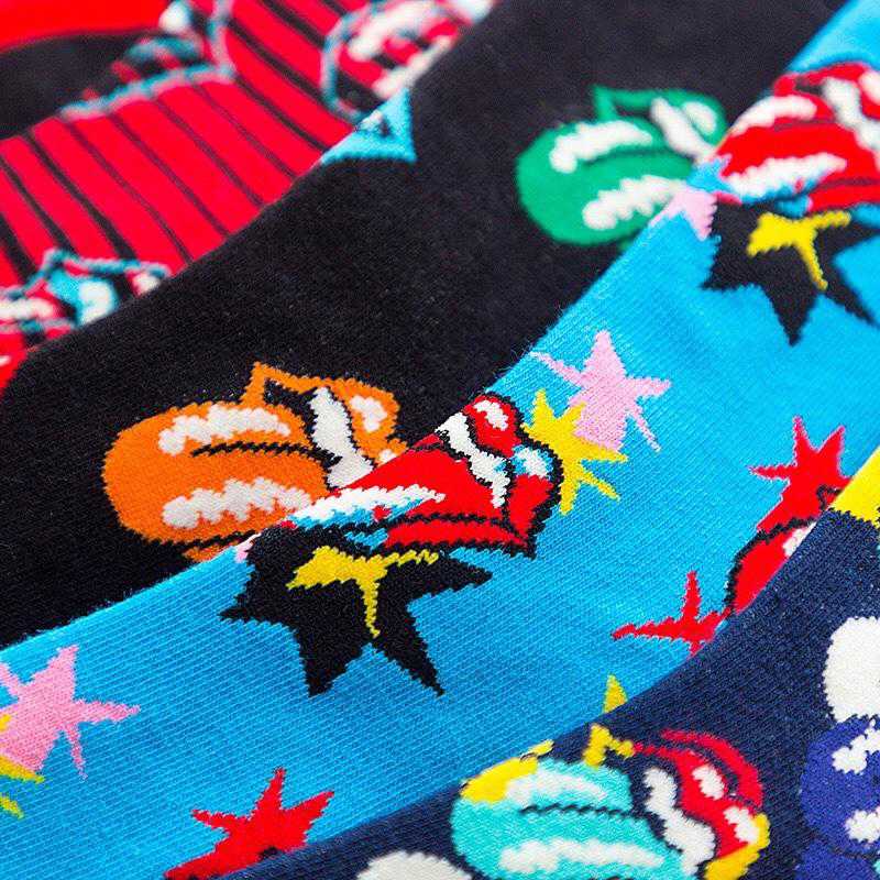 Trend Rolling Stone Band Joint Big Tongue Rock Style Fashion Mens and Womens Cotton Personality Mid Autumn and Winter Socks