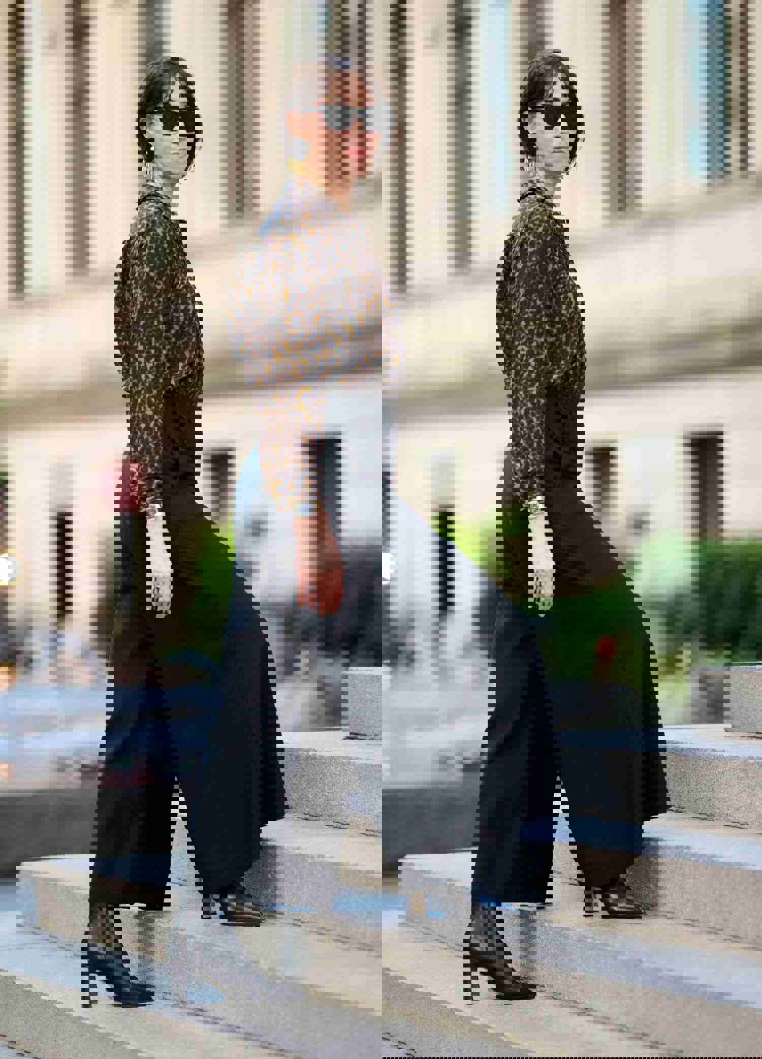 Black Calf Leather Bold Block Ankle Boot