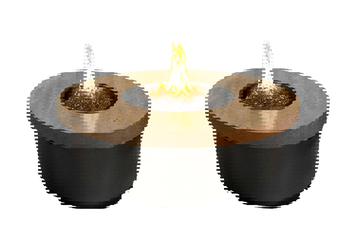 American Fyre Designs Contempo Round Reclaimed Wood Gas Fire Pit Table