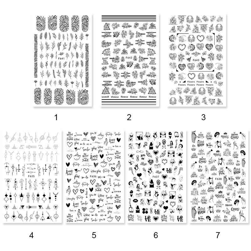 Summer Flowers and Plants Love Back Glue Nail Stickers