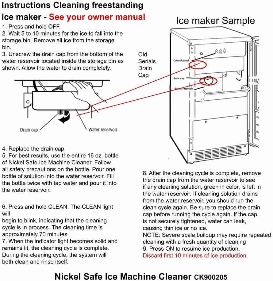 Freestanding Ice Maker Machine Cleaner (2 fl. oz / 59 ml) - Compatible with U-line, Ice-O-Matic, Jenn Air & More