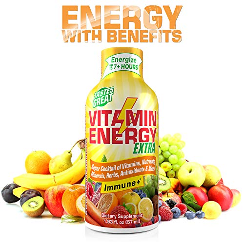 (12 Pack) VitaminEnergy™ Extra Immune+ Energy Shots, 7+ Hours Lasting Citrus Energy Drink with Vitamins & Antioxidants