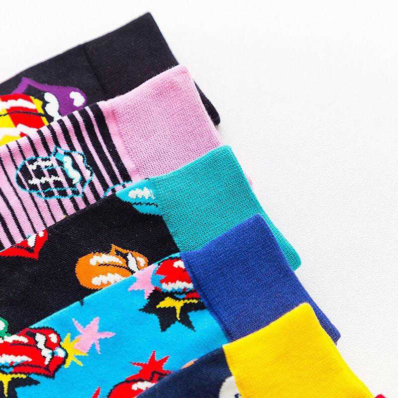 Trend Rolling Stone Band Joint Big Tongue Rock Style Fashion Mens and Womens Cotton Personality Mid Autumn and Winter Socks