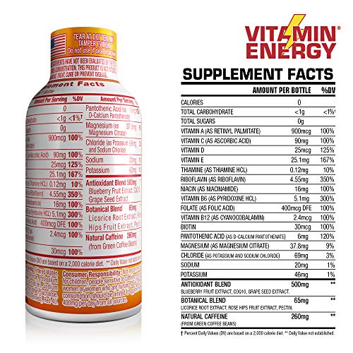 (12 Pack) VitaminEnergy™ Extra Immune+ Energy Shots, 7+ Hours Lasting Citrus Energy Drink with Vitamins & Antioxidants